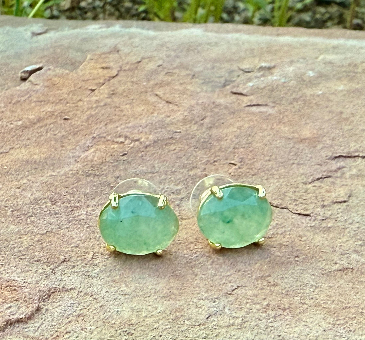 Gemstone Oval Stud Earrings